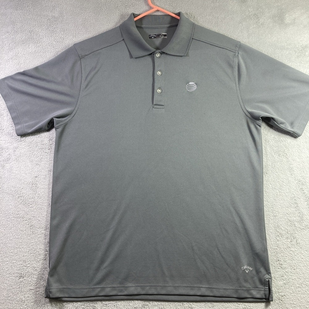 Callaway Polo Shirt Men XL Gray Golf Dad Performance Casual SS Polyester Logo